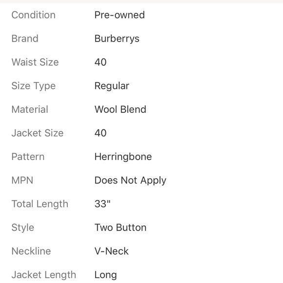 BURBERRYS VINTAGE WOOL HERRINGBONE BLAZER SIZE 40L - Picture 4 of 8